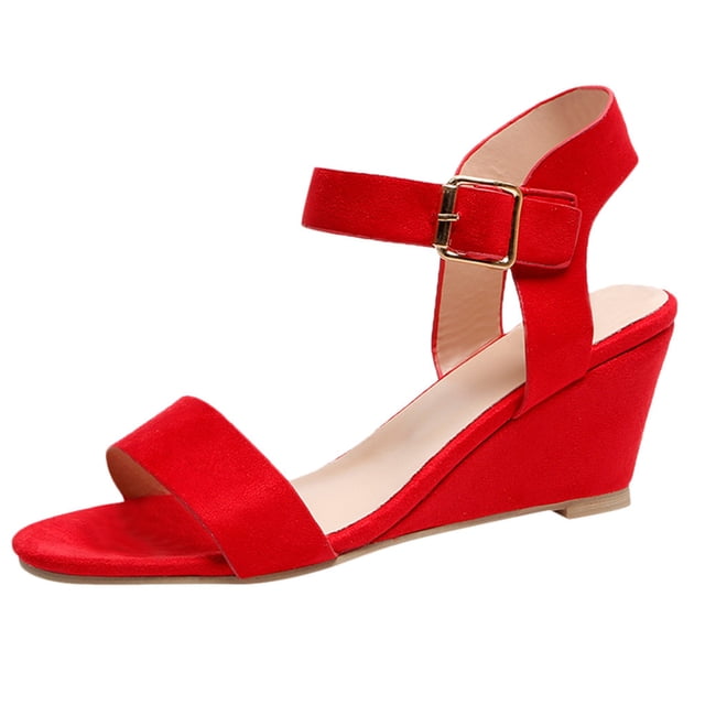 Kcodviy Sandales Compensées Unies pour Femmes, Sandales de Plage pour Femmes, Talon, Bride à Boucle, Sandales Romaines Confort pour Femmes, Chaussures Sandales