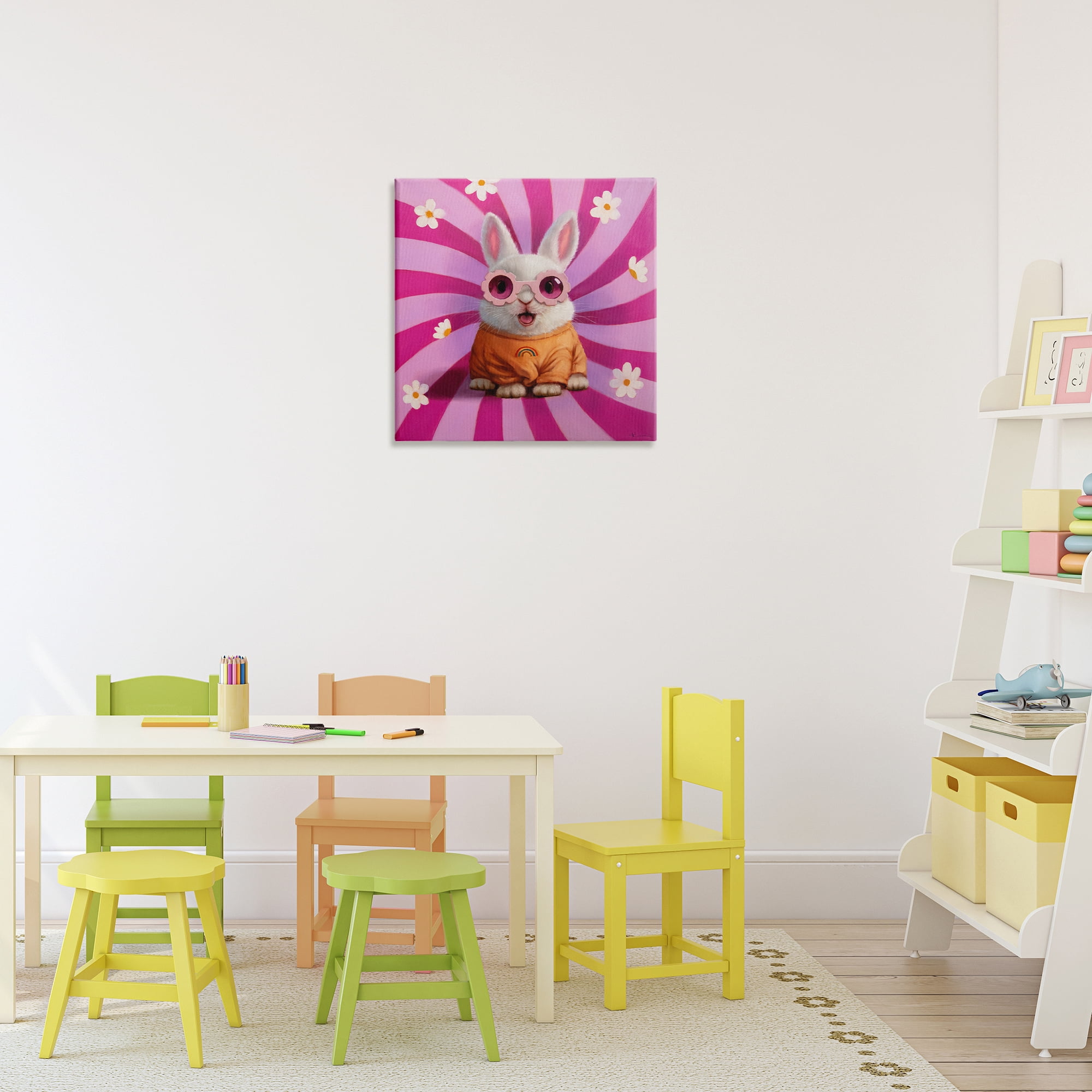 Stupell Industries Good Vibes Only Rabbit Canvas Wall Art, design by Lucia Heffernan