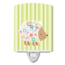 Flowered Hedgehog Ceramic Night Light