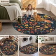 thumbnail image 5 of Boho Flowers Round Area Rug 7Ft Washable Circle Rugs for Dorm Laundry Room, Spring Abstract Watercolor Floral Leaf Non-Slip Carpet Floor Mats Indoor Outdoor Carpet Runner Aesthetic Home Decor, 5 of 8