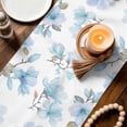 thumbnail image 3 of Blue Flowers Table Runner 90 Inches, Spring Watercolor Botanical Floral Leaf Plant Bed Runner Dresser Scarves Tabletop for Indoor Outdoor Parties/Ceremony/Banquet, 13" x 90", 3 of 9