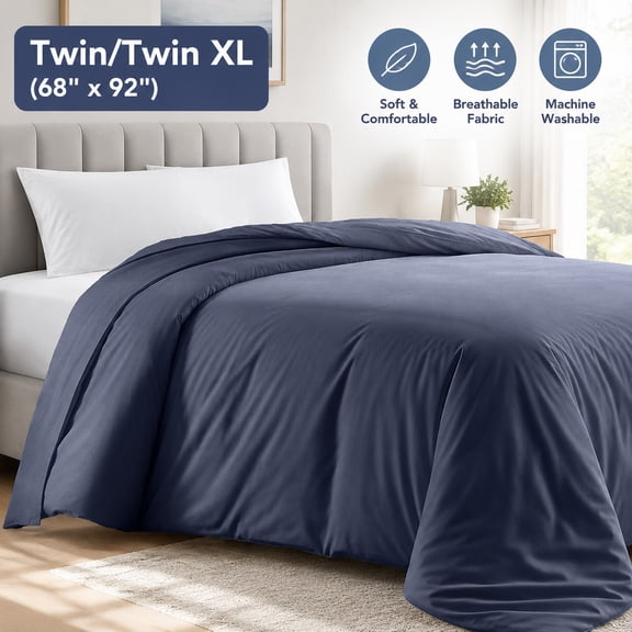 Luxury Twin XL Duvet Cover Indigo Dusty Blue Soft Comfortable Bedding