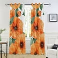 thumbnail image 5 of Flowers Orange Blackout Curtain Panels Drapes Privacy Assured with Light Filtering Curtains for Living room Bedroom Bathroom Window, 5 of 6
