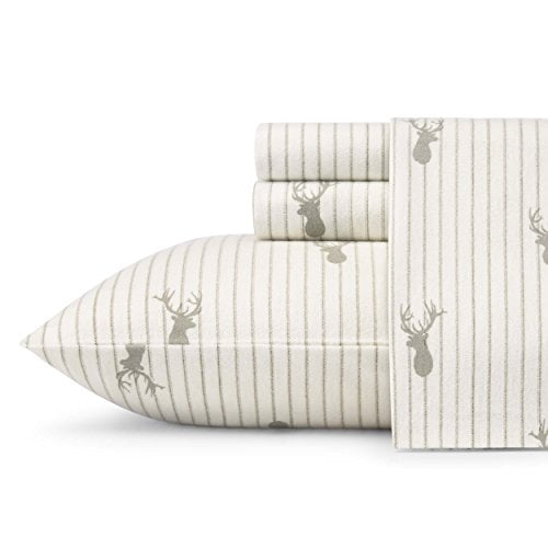 Eddie Bauer Deer Lodge Twin Flannel Sheet Set, Beige