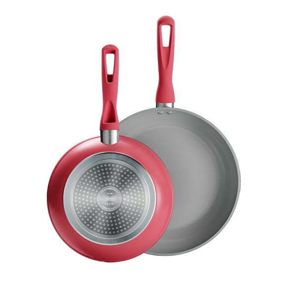 Tramontina Solara 2-Pack 10-inch & 12-inch Aluminum Ceramic Nonstick Fry Pans, Induction-Ready Cookware, Oven & Dishwasher Safe - Red