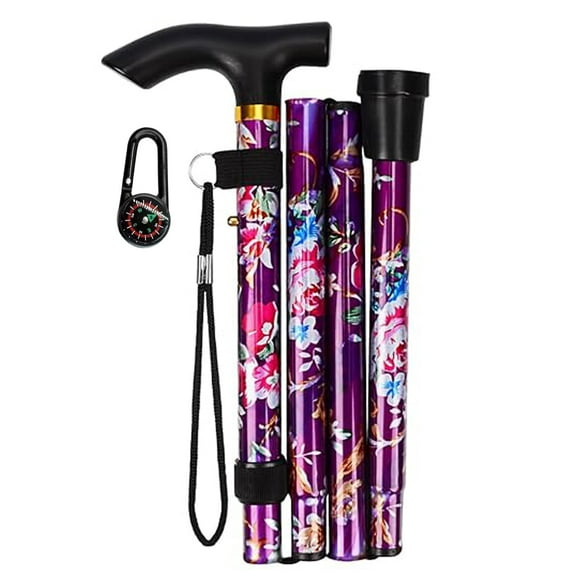 Riklu Walking Cane, Folding Cane for Men & Women, Portable Lightweight, 5-Level Adjustable Height, Collapsible Cane for Seniors Balancing Mobility Aid