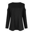 thumbnail image 4 of Workout Tops for Women Womens Sexy Cold Shouler 3/4 Sleeve T-Shirts O-Neck Cute Tops Solid Basic Tees Summer Pullover, 4 of 6