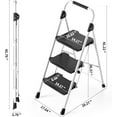 thumbnail image 2 of 3 Step Folding Ladder, 900 lbs Load Capacity, Non-Skid Large Pedals, Handrail, Safety Lock, Sturdy Step Stool for Home, Office, Garden, Multi-Purpose, White, 2 of 14