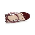 thumbnail image 4 of BLISSFUL STEP Women's Lace Up Clear Strap Flip Flops Wedge Sandals Burgundy 7, 4 of 8