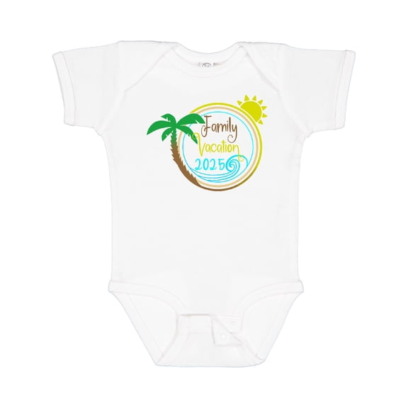Inktastic Family Vacation 2025 with Sun and Palm Tree Boys or Girls Baby Bodysuit