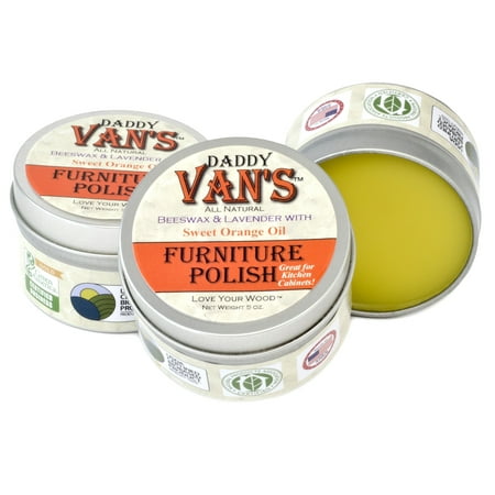 Beeswax Furniture Wax Daddy Van's All Natural Lavender & Sweet Orange Oil Beeswax Furniture Polish Chemical-free Wood Conditioner and Protectant. No Petroleum Distillates. ()