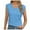 Blue, variant on Vetement Femme ete 2025 Womens Summer Cap Sleeve Textured Tops V Neck Knit Casual Tops T Shirts Fitted T Shirts Women Compression Shirt Long Sleeve Workout Loose Women Summer Tee Shirt Soft S