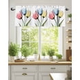 thumbnail image 2 of Tulips Valances for Windows Colorful Floral Abstract Flowers Spring Summer Valance Rod Pocket Light Filtering Short Window Treatments Curtains for Kitchen Bathroom Living Room Bedroom, 60 x 18 Inch, 2 of 7