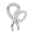 thumbnail image 6 of 925 Sterling Silver Cubic Zirconia Heart Shaped and Breast Cancer Ribbon Pendant, 6 of 7