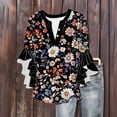 thumbnail image 4 of ICHUANYI Womens 3/4 Length Sleeve Tops Summer Ruffle Sleeve Blouses V-Neck Lace T-Shirts Dressy Casual Top, 4 of 6