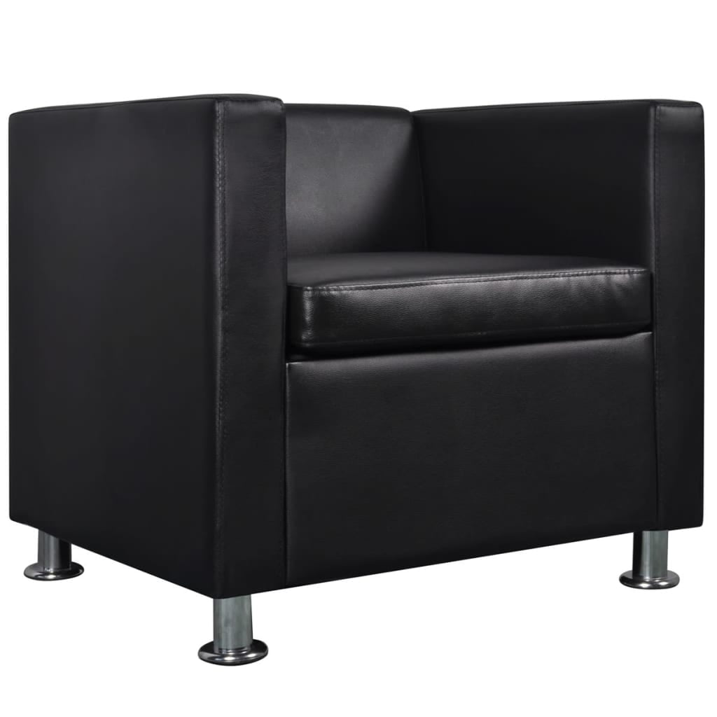Kepooman Modern Leather Armchair with Metal Feet for Living Room, Black Kepooman Modern Leather Armchair with Metal Feet for Living Room, Black