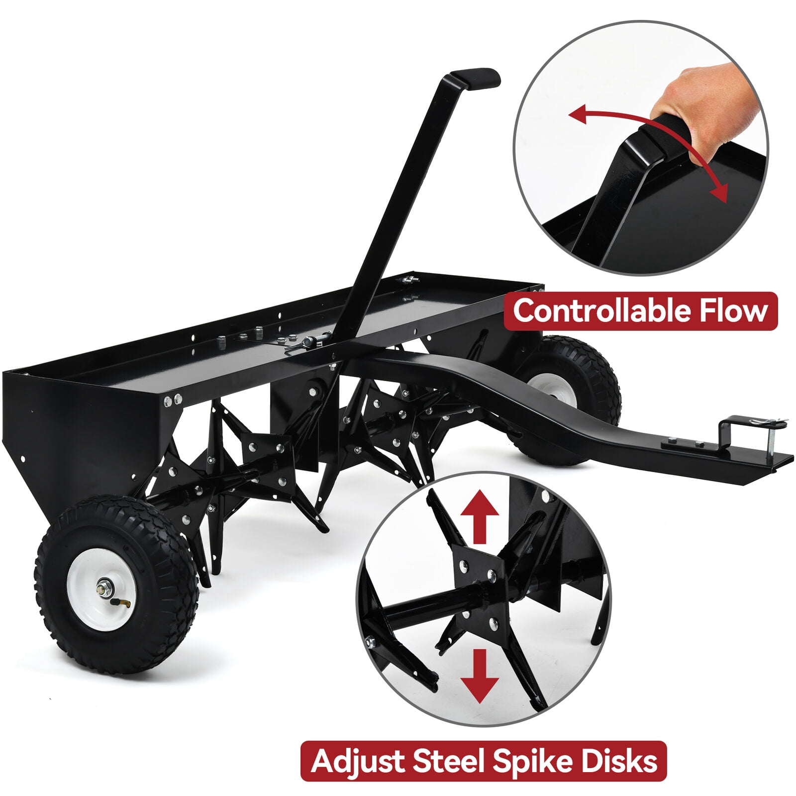 RVNI 40" 101CM Tow Plug Lawn Aerator Lawn Spike Aerator Lawn & Garden Steel Heavy Duty Universal Hitch
