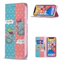 iPhone 13 Mini Wallet Case PU Leather Folio Flip Stand, Allytech Magnetic Credit Card Holder Protective Anti-Scratch TPU Bumper Skin Cover for iPhone 13 Mini 5.4" 2021, Baby Elephants