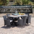thumbnail image 2 of Noble House Sanibel 7 Piece Concrete Patio Dining Set in White and Black, 2 of 10