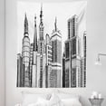 thumbnail image 1 of Grunge Tapestry, Urban Arhitecture Sketch Skyscraper Metropolis Grunge Handdrawn Modern Scenery, Fabric Wall Hanging Decor for Bedroom Living Room Dorm, 5 Sizes, Black White, by Ambesonne, 1 of 1