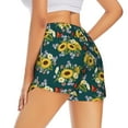 thumbnail image 4 of Picia Sunflowers Pattern Women's 2 in 1 Athletic Running Shorts High Waisted Workout Casual Gym Sweat Shorts with Comfy Liner Zipper Pockets-Large, 4 of 9