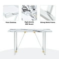 thumbnail image 4 of EUROCO 5PCS Faux Marble Dining Table Set,55.1" Longer Dining Room Table Set for 4 with MDF Tabletop,Stainless Steel Table and Chair Legs,4 PU Leather Chairs,Easy Clean and Waterproof Kitchen Set, 4 of 8