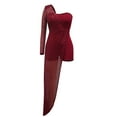 thumbnail image 3 of Odeerbi Solid Color Sequin Jumpsuits for Women 2025 Fashion Solid Color Sexy Off Shoulder Sequin Sleeve Jumpsuit Burgundy, 3 of 5