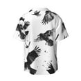 thumbnail image 6 of Lsque Monochrome Flying Ravens print Men's Cuban Collar Short Sleeve Shirt Summer Beachwear Casual Button Down Fashionable Vacation Leisure Shirt-X-Large, 6 of 7