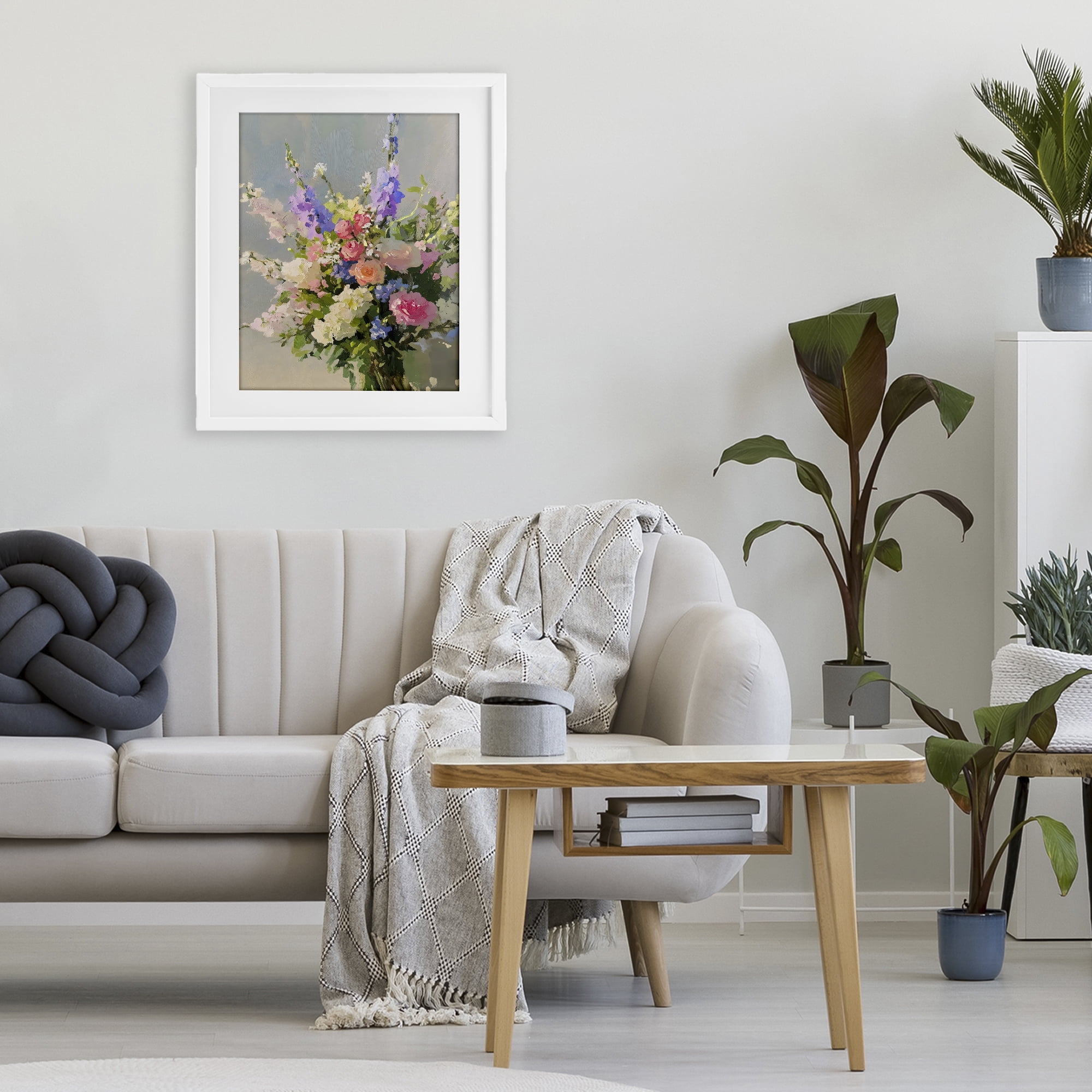 Stupell Industries Romantic Pastel Garden Bouquet White Framed Print Under Glass, design by The Prints Vibe