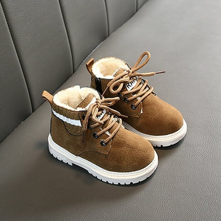 

QISIWOLE Toddler Shoes Boys Girls British Style Knitted Elasticated Fashion Laceing Non Slip Thicken Keep Warm Comfortable Boots Clearance