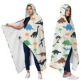 thumbnail image 2 of Wearable Blanket,Beige Cartoon Dinosaurs Palms Pattern Hooded Wearable Flannel Blanket for Adults & Teens,Winter Poncho Shawl Wrap Cape Cozy Anti-Pill,50"x60", 2 of 5