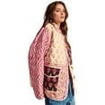 thumbnail image 5 of Women's Cropped Quilted Jacket Cardigan Floral Printed Long Sleeve Open Front Short Coats Pink S, 5 of 10