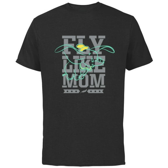 Disney Dumbo Fly Like Mom Mother's Day - Short Sleeve Cotton T-Shirt for Adults - Customized-Black