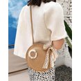 thumbnail image 4 of LHSHID Novel Round Purse Cute Wheel Crochet Bag Women Crossbody Purse Beach Bag Handmade Woven Shoulder Bag Lace Bow, 4 of 6