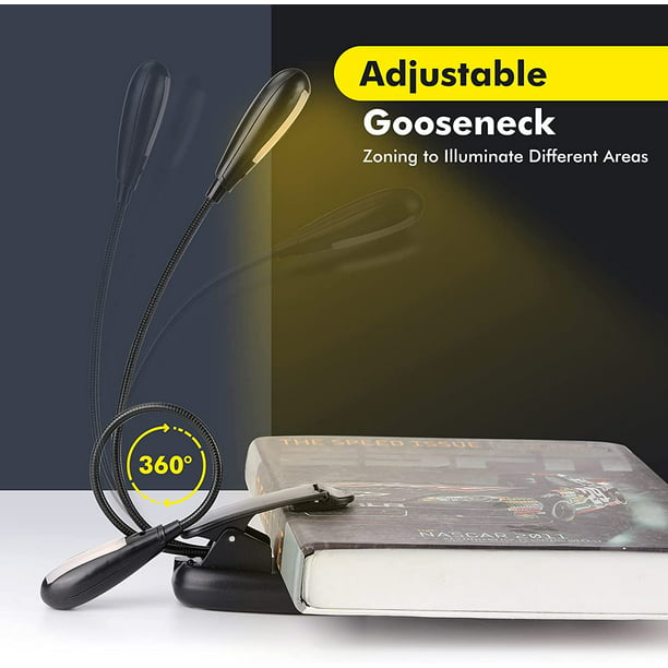Lampe De Lecture, 9 Leds Liseuse Lampe Clip USB Rechargeable, 360°Cou  Flexible