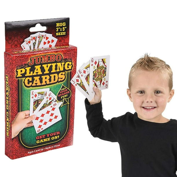The Dreidel Company Baraja de naipes para niños Juegos de baraja de cartas Diversión familiar Favores de fiesta (naipes grandes (3.0 x 5.0 in), paquete de 2)