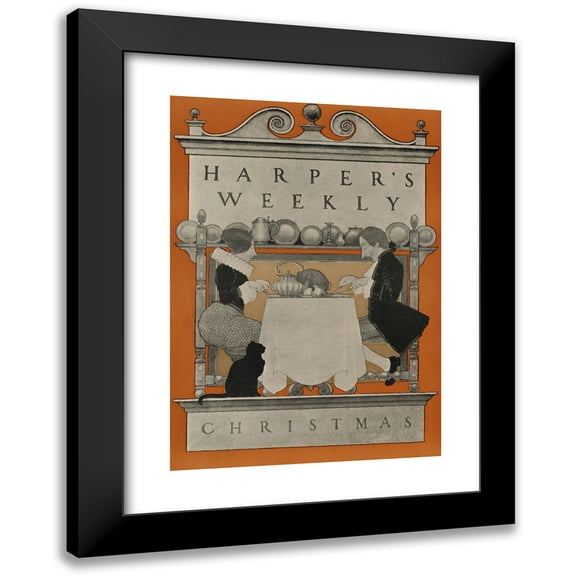 Maxfield Parrish 11x14 Black Modern Framed Museum Art Print Titled - Harper's Weekly, Christmas (1897)