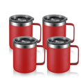 thumbnail image 1 of ALOUFEA Tasse à Café Isolée en Acier Inoxydable 12oz avec Poignée, Gobelet à Double Paroi avec Couvercle Coulissant, Rouge, Lot de 4, 1 of 15