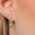 thumbnail image 3 of Gem Stone King 14K Yellow Gold Blue Moissanite and Lab Grown Diamond Earrings for Women | 1.05 Cttw | Gemstone Birthstone | Round 5MM, 3 of 6