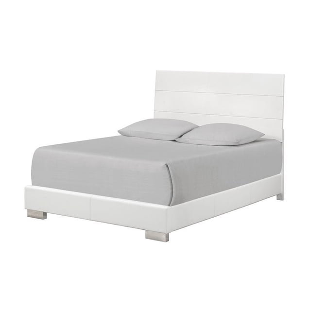 Coaster Felicity California King Panel Bed in High Gloss White