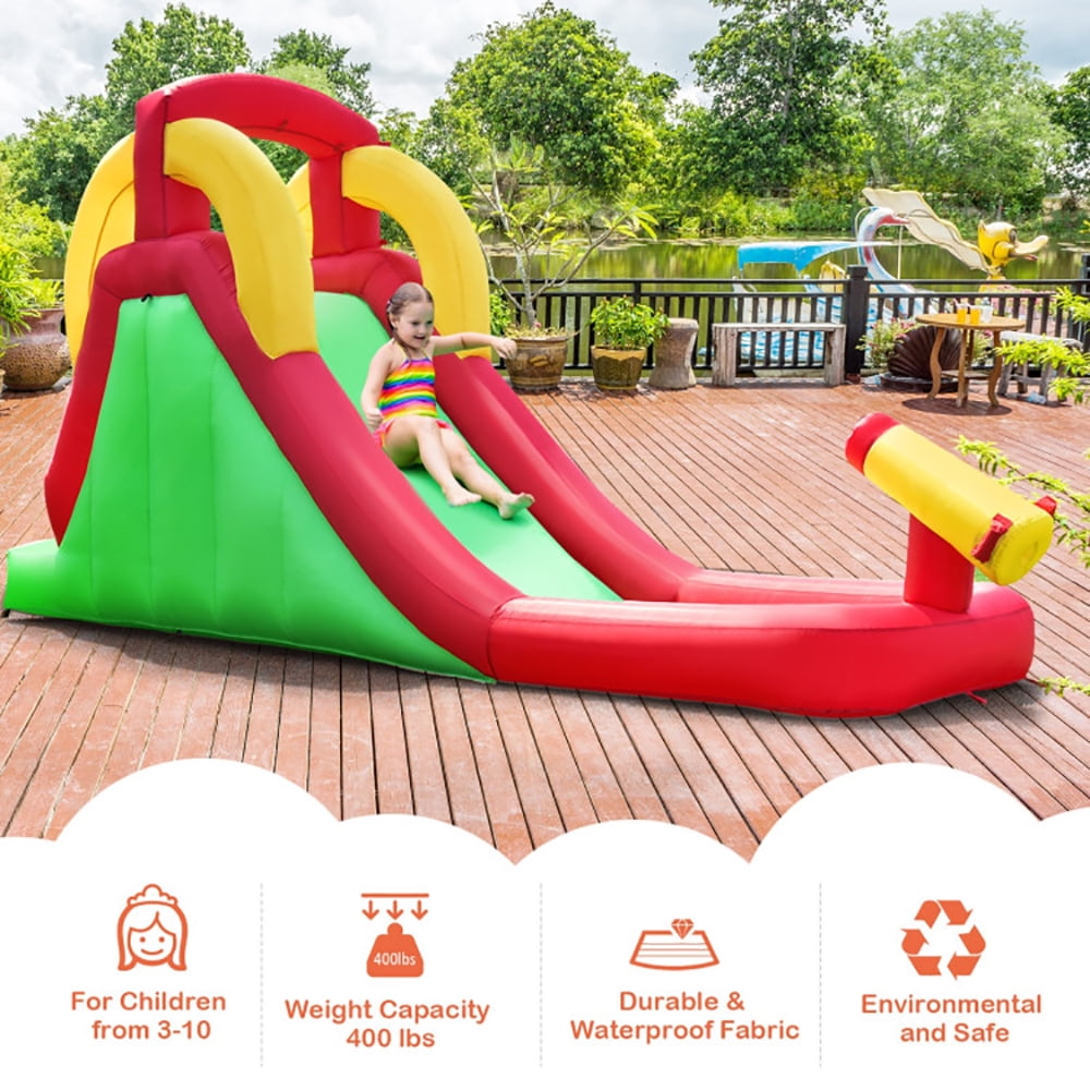 Aimee Lii Inflatable Water Slide Bounce House with Climbing Wall and Jumper without Blower, Kids Bounce House
