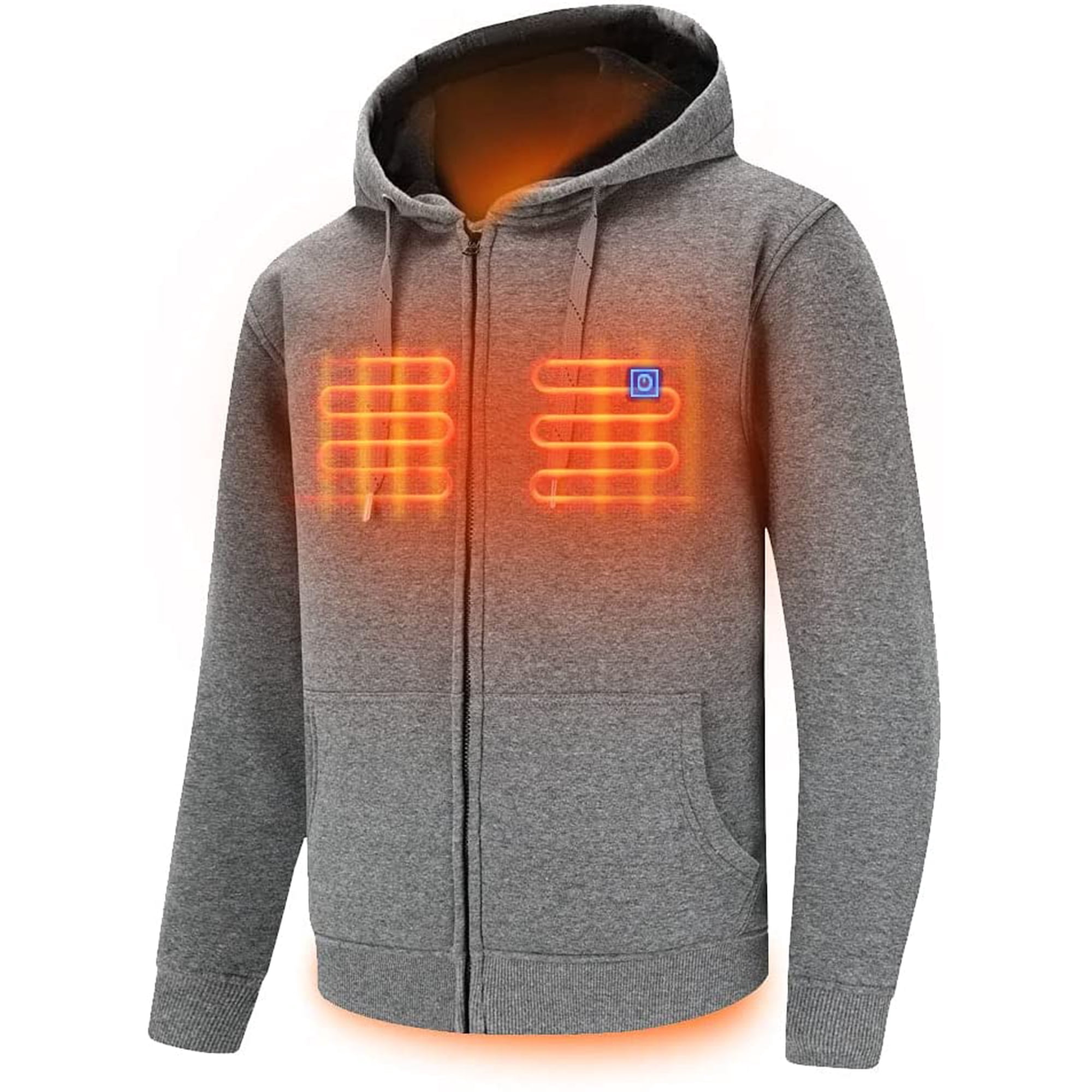 Full Zip Fleece Heating Jacket Hooded Sweatshirt Heated Hoodies with Battery  Pack, Unisex (Grey) | Walmart Canada