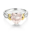 thumbnail image 3 of Gem Stone King 925 Sterling Silver and 10K Yellow Gold 10MM Heart Shape Rose Quartz Ring for Women (3.22 Cttw, Available in Size 5, 6, 7, 8, 9), 3 of 5