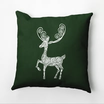 16" x 16" Simply Daisy Fancy Holiday Reindeer Polyester Accent Pillow, Green (1 Count)