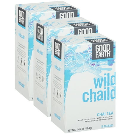 - (3 Boxes) Good Earth Wild Chaild Chai Tea, 18 count, 1.46 oz