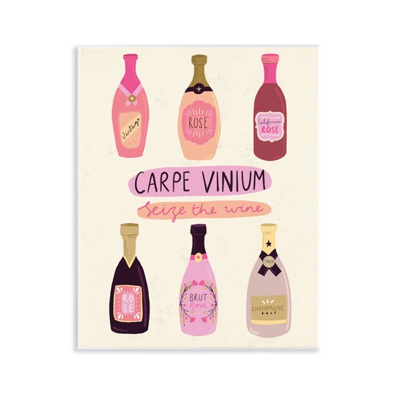 Stupell Industries Carpe Vinium Seize the Wine Food & Beverage Painting Unframed Art Print Wall Art, 11 x 14
