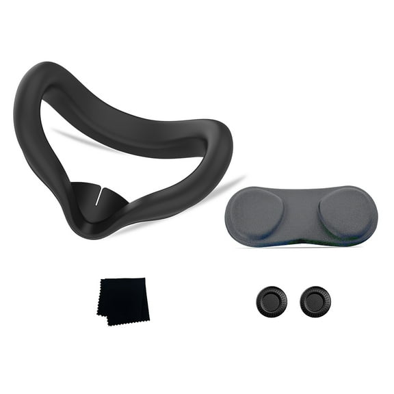 Yuhsdv Silicone VR Face Cover with Len Cover & Joystick Cover for Meta Quest 3S(Black)