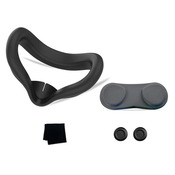 Peggybuy Silicone VR Face Cover with Len Cover & Joystick Cover for Meta Quest 3S(Black)