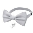 thumbnail image 2 of Men's Light Gray Bow Tie with Handkerchief Set Pre-Tied Style Formal Satin Classic Bowtie for Tuxedo Faux Silk, by Adam Young (Large, Silver Grey), 2 of 5