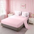 thumbnail image 4 of Erosebridal Light Satin Bow Ribbon Twin Bedding for Girls, Romantic Floral Print Bedding Comforter Set, Pink Reversible 7pcs, 4 of 6